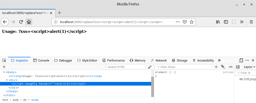 Equivalent Replacement Example for XSS Payload.